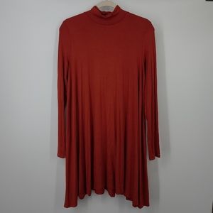 Acting Pro Mock Neck Long Sleeve Swing Dress